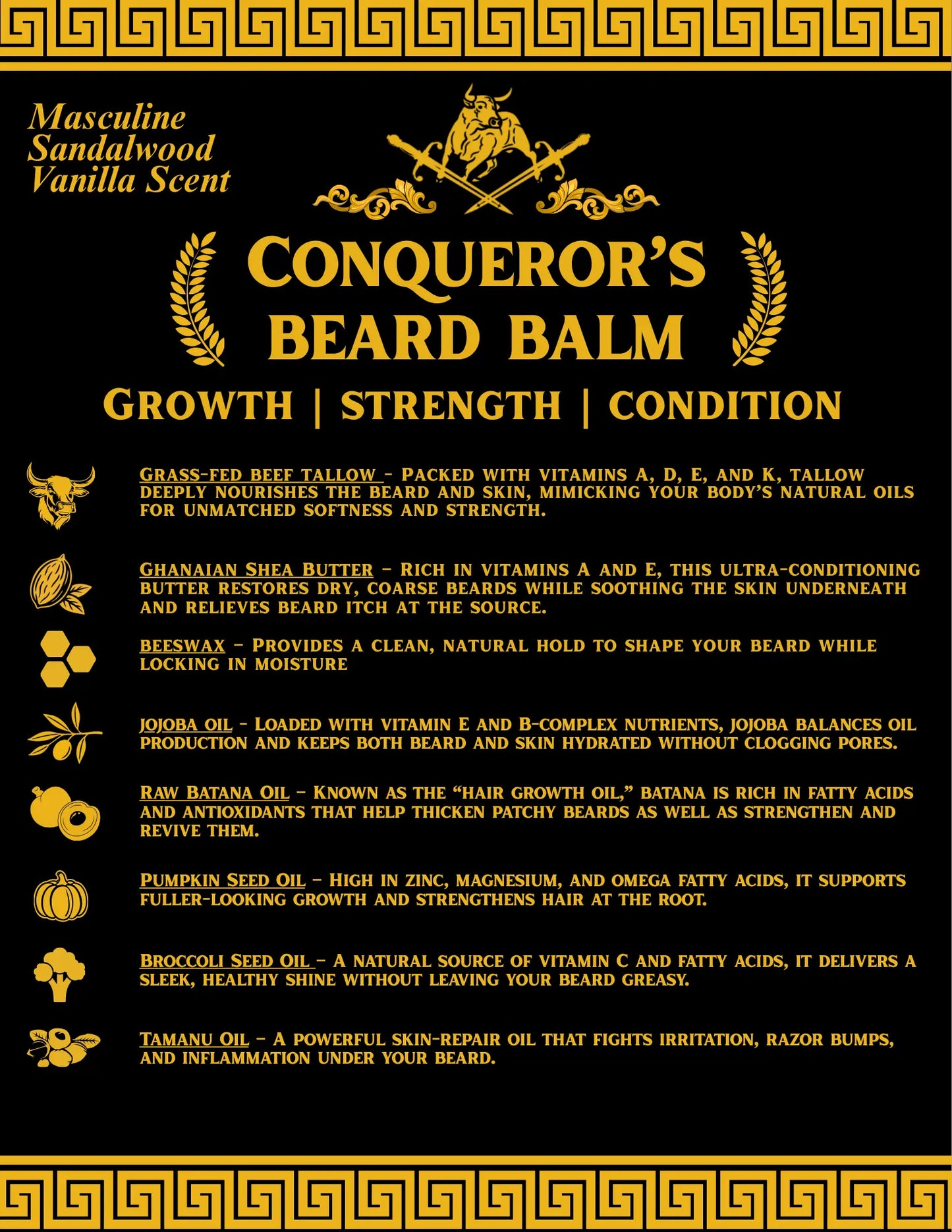 Conqueror’s Beard Balm | Natural Tallow Beard Conditioner for Men | Softens, Styles & Promotes Healthy Beard Growth The Good Moo