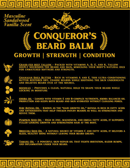 Conqueror’s Beard Balm | Natural Tallow Beard Conditioner for Men | Softens, Styles & Promotes Healthy Beard Growth The Good Moo