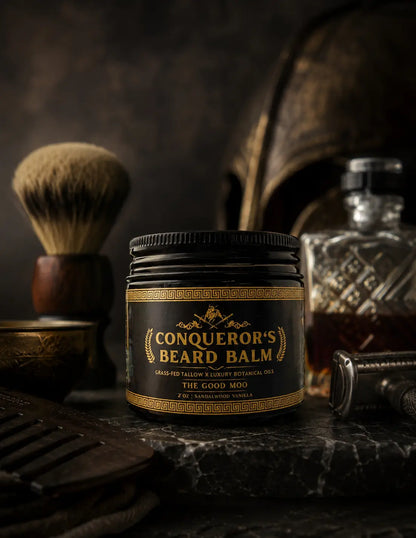 Conqueror’s Beard Balm | Natural Tallow Beard Conditioner for Men | Softens, Styles & Promotes Healthy Beard Growth The Good Moo