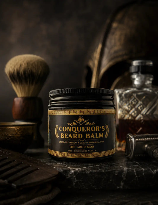 Conqueror’s Beard Balm | Natural Tallow Beard Conditioner for Men | Softens, Styles & Promotes Healthy Beard Growth The Good Moo